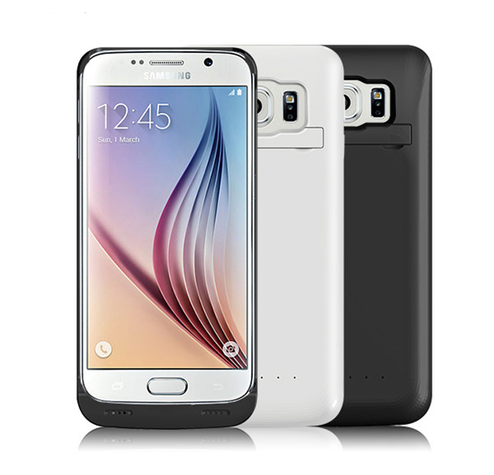 4200mAh External Backup Battery Power Back Case For Samsung Galaxy S6 S6 Edge White ...